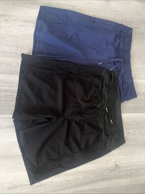Athletic Drawstring Shorts - Black and Navy